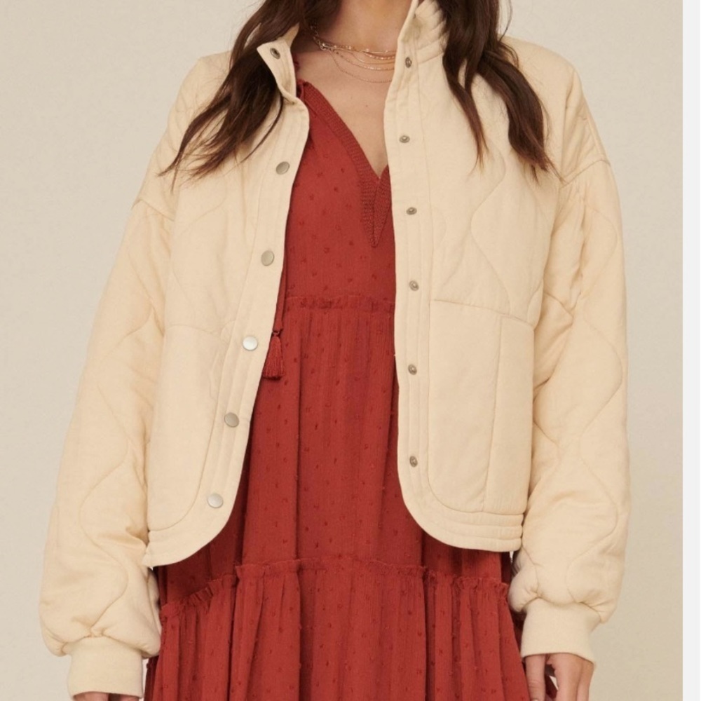 PROMESA QUIET PROMISE QUILTED BOMBER JACKET CREAM SIZE SMALL - Picture 3 of 15